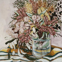Emily Day - 'Between the- Ceiling and the wall'</br>61x61cm | Acrylic on stretched canvas + Victorian Ash box frame | $1700