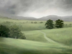 Romany Mollison - 'The Path We Walked' 2021 </br>
102 x 76cm | Oil on canvas, float framed in charcoal-stained oak | $2,625