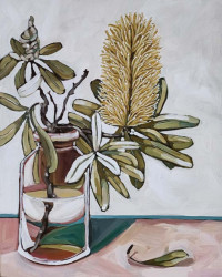 Emily Day - 'Through Coloured Glass' </br>
44 x 54cm (incl. framing) | Acrylic on board | Victorian ash box frame | $950