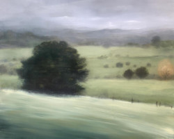 Romany Mollison - 'Seasons Turning' 2021</br>
76 x 60cm | Oil on canvas | float framed in charcoal-stained oak | $1,850