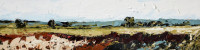 Bec Rath - 'Road Trip to Dubbo - Somewhere Along the Golden Highway' </br>
120 x 30cm | oil on bespoke wood panel | Tasmanian oak frame | $1600